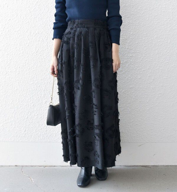 SHIPS any「SHIPS any:〈手洗い可能〉フラワー カット ジャカード  ボリューム スカート」|スカート|