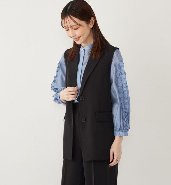 SHIPS Colors 「SHIPS Colors:〈手洗い可能〉ブライト シアー ローン フリルスリーブ シャツ◇」|シャツ・ブラウス|