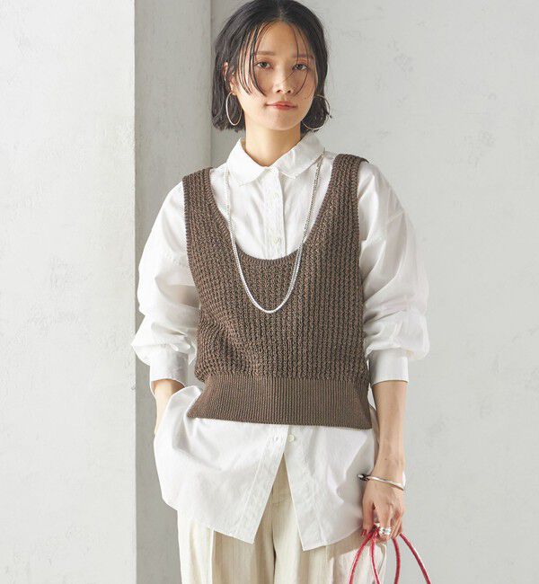 SHIPS for women「〈手洗い可能〉ペーパー ポリエステル ノースリーブ プルオーバー」|ベスト・ジレ|