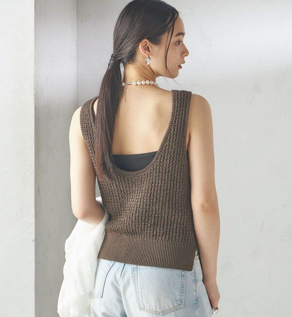 SHIPS for women「〈手洗い可能〉ペーパー ポリエステル ノースリーブ プルオーバー」|ベスト・ジレ|