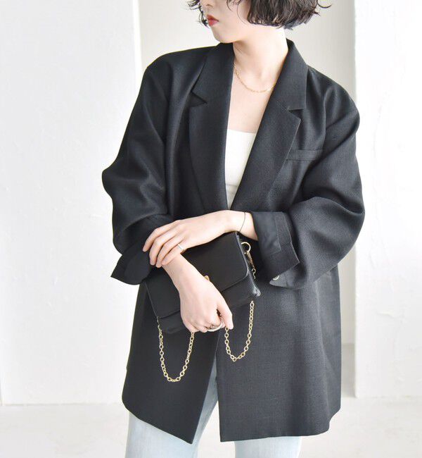 quaranciel「quaranciel: バスケット ダブル テーラード オーバー ジャケット」|テーラードジャケット|ブラック