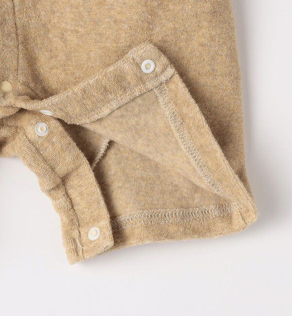 SHIPS KIDS「SHIPS KIDS:70～80cm / フェイク オーバーオール ボーダー ロンパース」|ロンパース|