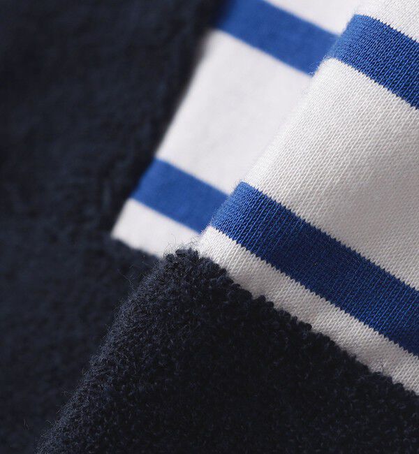 SHIPS KIDS「SHIPS KIDS:70～80cm / フェイク オーバーオール ボーダー ロンパース」|ロンパース|