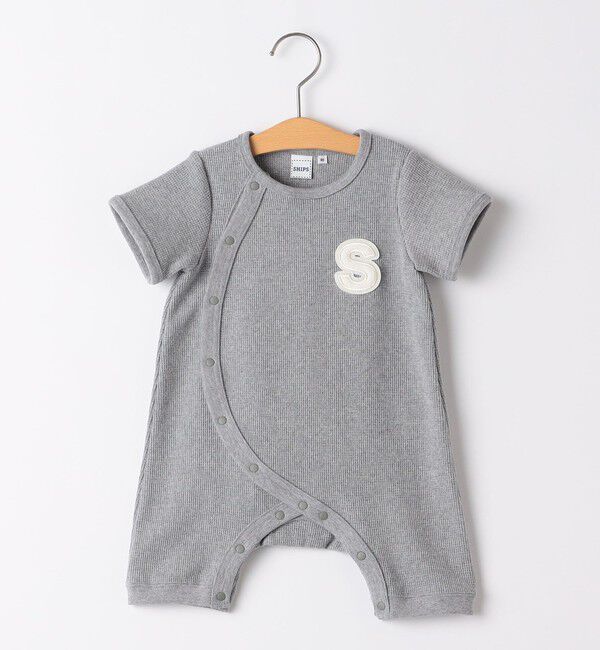SHIPS KIDS「SHIPS KIDS:70～80cm / ストレッチ サーマル ロンパース」|ロンパース|ライトグレー
