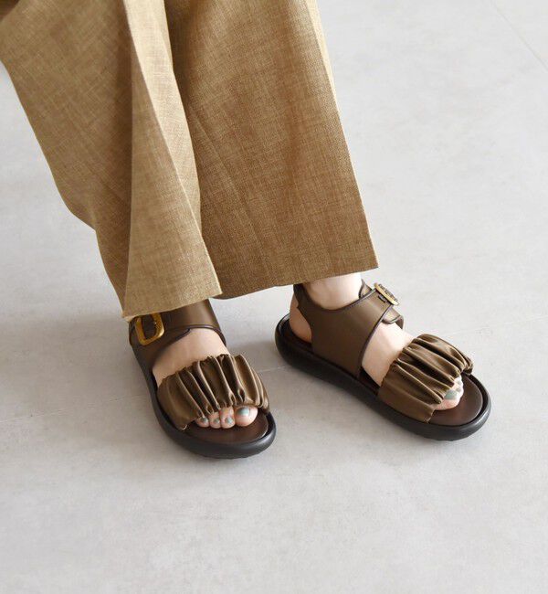 quaranciel「quaranciel: ギャザー デザイン ベルト サンダル」|サンダル|