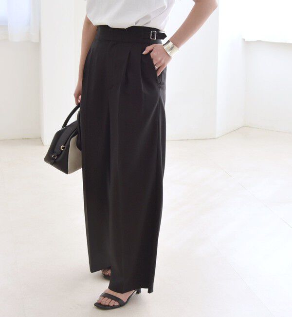 quaranciel「quaranciel:〈洗濯機可能〉ウーステッド ハイウエスト グルカ ワイド パンツ」|その他|
