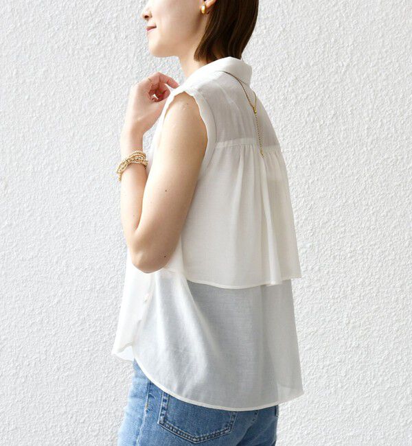 SHIPS for women「【WEB限定】〈洗濯機可能〉シアー リネンライク バック フリル ブラウス」|シャツ・ブラウス|