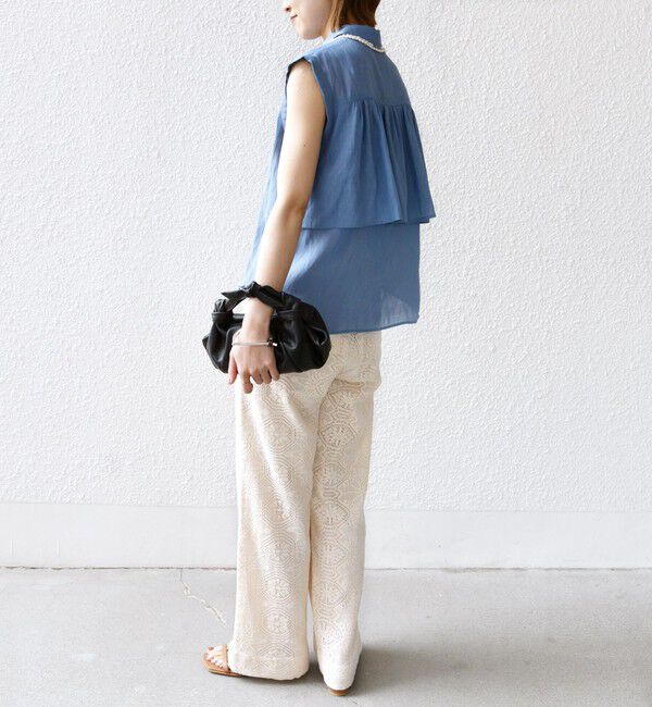 SHIPS for women「【WEB限定】〈洗濯機可能〉シアー リネンライク バック フリル ブラウス」|シャツ・ブラウス|