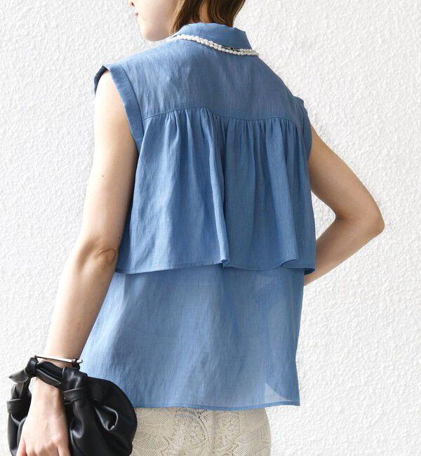 SHIPS for women「【WEB限定】〈洗濯機可能〉シアー リネンライク バック フリル ブラウス」|シャツ・ブラウス|