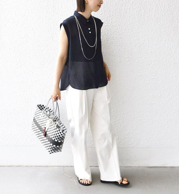 SHIPS for women「【WEB限定】〈洗濯機可能〉シアー リネンライク バック フリル ブラウス」|シャツ・ブラウス|