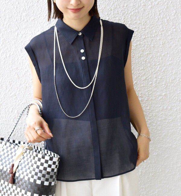 SHIPS for women「【WEB限定】〈洗濯機可能〉シアー リネンライク バック フリル ブラウス」|シャツ・ブラウス|