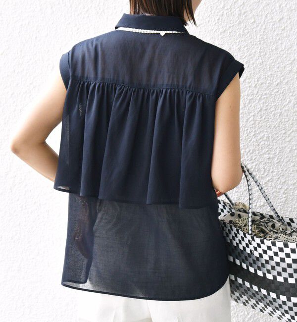 SHIPS for women「【WEB限定】〈洗濯機可能〉シアー リネンライク バック フリル ブラウス」|シャツ・ブラウス|