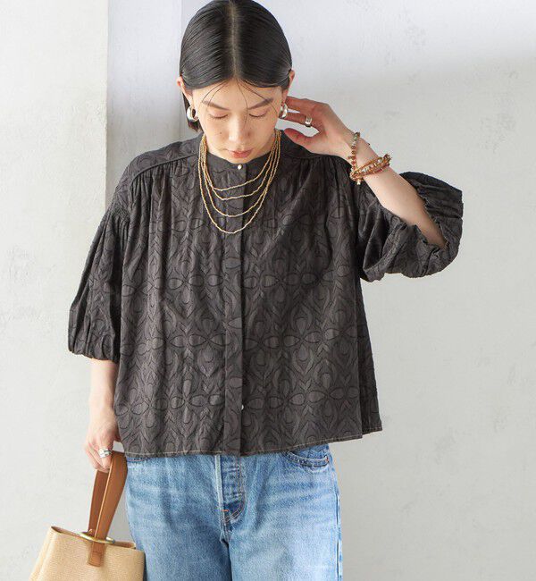 SHIPS for women「〈手洗い可能〉コットン ドビー 袖 ボリューム ブラウス」|シャツ・ブラウス|