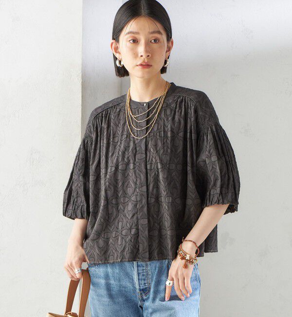 SHIPS for women「〈手洗い可能〉コットン ドビー 袖 ボリューム ブラウス」|シャツ・ブラウス|