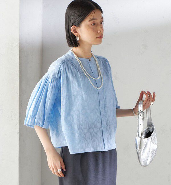 SHIPS for women「〈手洗い可能〉コットン ドビー 袖 ボリューム ブラウス」|シャツ・ブラウス|