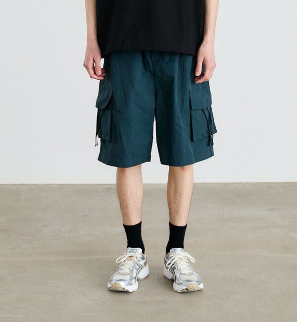 SHIPS「City Ambient Products: CTN/NYN バギー カーゴ ショーツ」|チノ|ダークグリーン