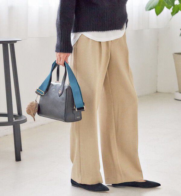 SHIPS for women「〈手洗い可能〉TUMUGITO(R) シャーク ツイード タック パンツ」|その他|ベージュ系