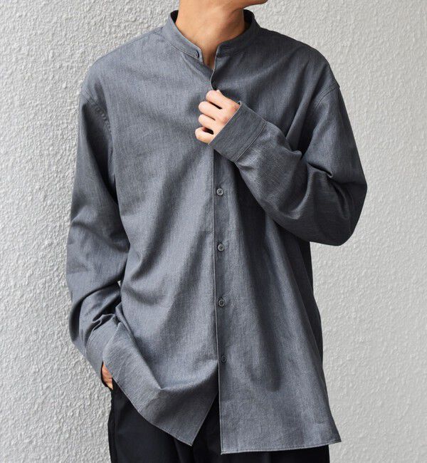 SHIPS any「SHIPS any:〈洗濯機可能〉4.5oz ライト デニム バンドカラー シャツ◇」|シャツ・ブラウス|