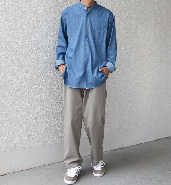 SHIPS any「SHIPS any:〈洗濯機可能〉4.5oz ライト デニム バンドカラー シャツ◇」|シャツ・ブラウス|