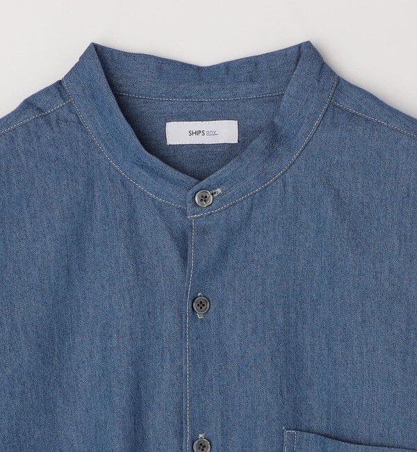 SHIPS any「SHIPS any:〈洗濯機可能〉4.5oz ライト デニム バンドカラー シャツ◇」|シャツ・ブラウス|
