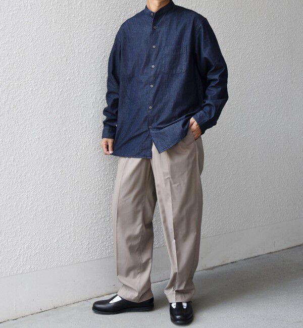 SHIPS any「SHIPS any:〈洗濯機可能〉4.5oz ライト デニム バンドカラー シャツ◇」|シャツ・ブラウス|