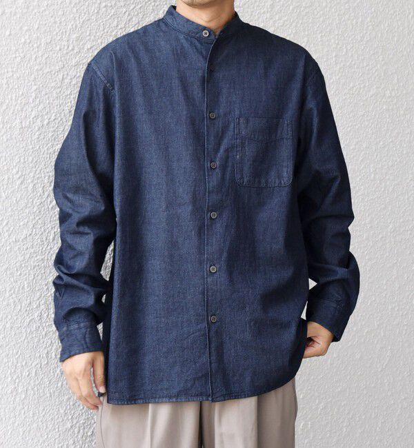 SHIPS any「SHIPS any:〈洗濯機可能〉4.5oz ライト デニム バンドカラー シャツ◇」|シャツ・ブラウス|
