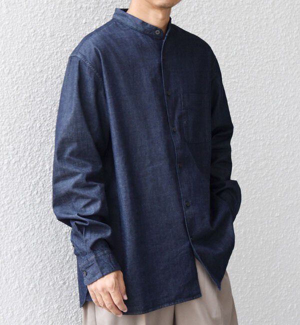 SHIPS any「SHIPS any:〈洗濯機可能〉4.5oz ライト デニム バンドカラー シャツ◇」|シャツ・ブラウス|