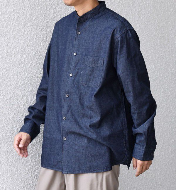 SHIPS any「SHIPS any:〈洗濯機可能〉4.5oz ライト デニム バンドカラー シャツ◇」|シャツ・ブラウス|