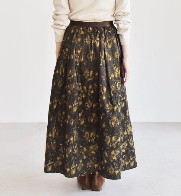 quaranciel「quaranciel:〈洗濯機可能〉フラワー ジャカード タック ギャザー フレア スカート」|フレア|