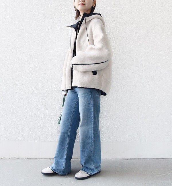 SHIPS for women「【WEB限定】ボア 配色 フード ブルゾン」|ブルゾン・スタジャン|