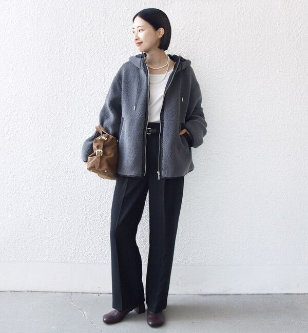 SHIPS for women「【WEB限定】ボア 配色 フード ブルゾン」|ブルゾン・スタジャン|