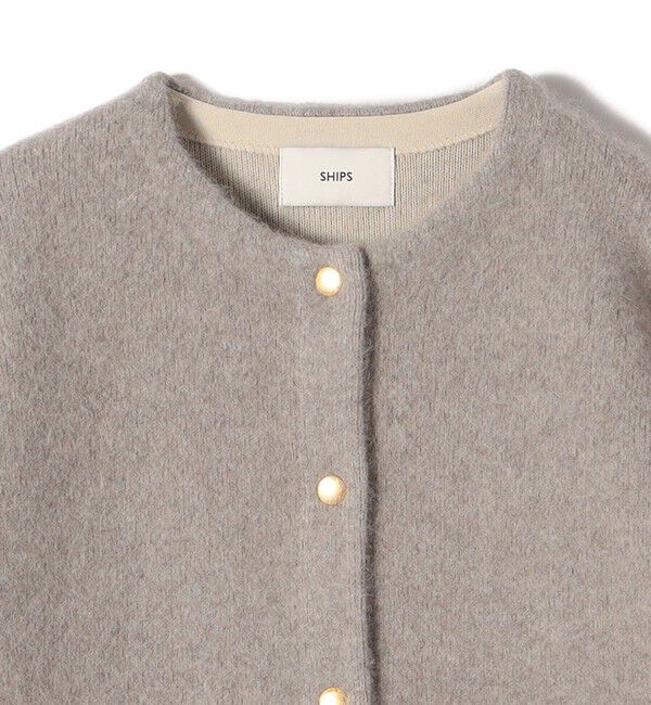 SHIPS for women「フォックス ブレンド ノーカラー ニット コート」|ノーカラーコート|