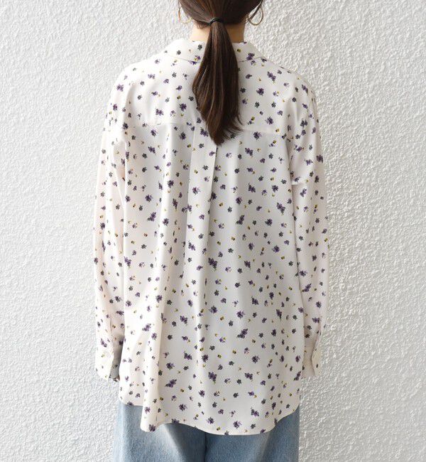 SHIPS any「SHIPS any:〈洗濯機可能〉フラワー プリント レース オープンカラー シャツ」|シャツ・ブラウス|