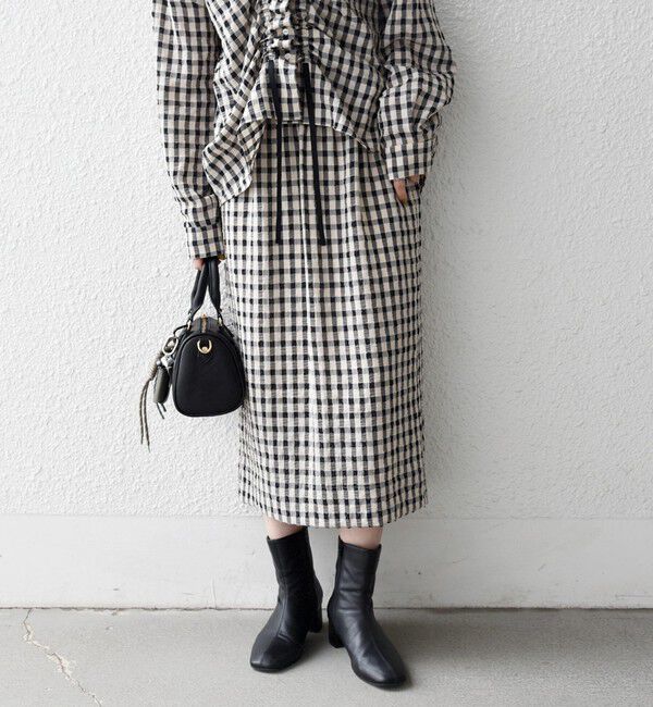 SHIPS any「SHIPS any:〈洗濯機可能〉ギンガムチェック サッカー タイト スカート」|スカート|