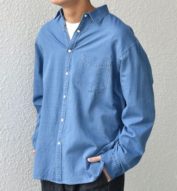 SHIPS any「SHIPS any: 3.5oz スーパーライト デニム スナップ ボタン リラックス シャツ◇」|シャツ・ブラウス|ブルー