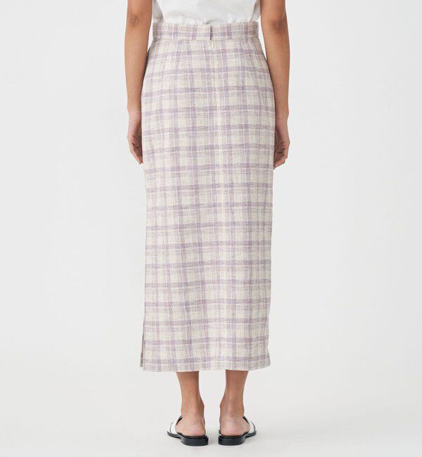 MACPHEE「ツイードチェック Iラインロングスカート」|タイト|