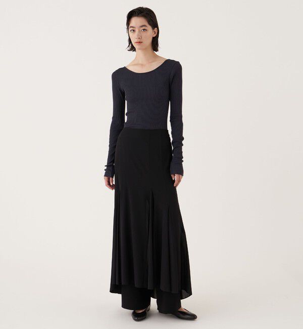 DES PRES「シルクストレッチシフォン フィッシュテールフレアスカート」|フレア|