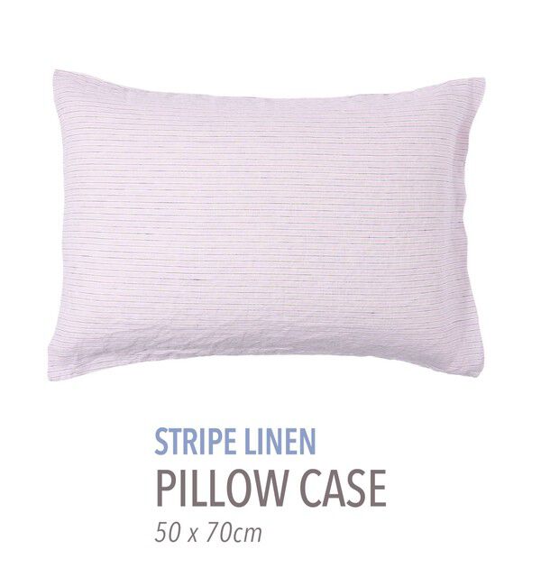 TOMORROWLAND HOME「ストライプリネン ピローケース（50cm &times; 70cm）」|その他|74 パープル系