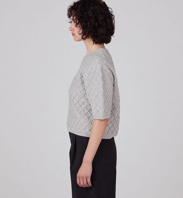 MACPHEE「ハイブリットコットンケーブル ハーフスリーブプルオーバー」|ニット・セーター|