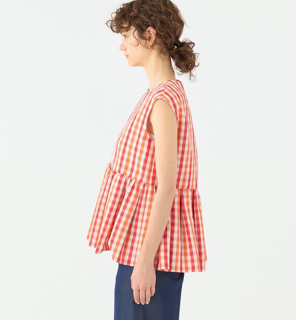 TOMORROWLAND collection「ピコロールギンガムチェック ペプラムブラウス」|シャツ・ブラウス|