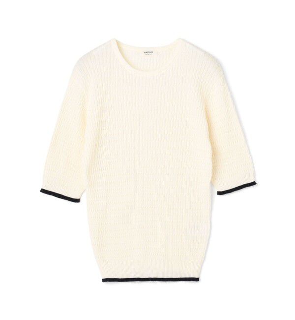 MACPHEE「コットンナイロンケーブル ハーフスリーブプルオーバー」|ニット・セーター|11 ホワイト