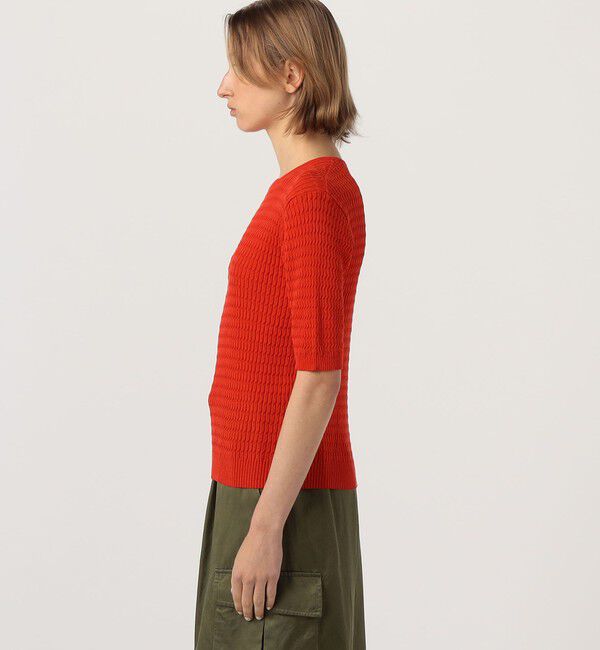 MACPHEE「コットンナイロンケーブル ハーフスリーブプルオーバー」|ニット・セーター|