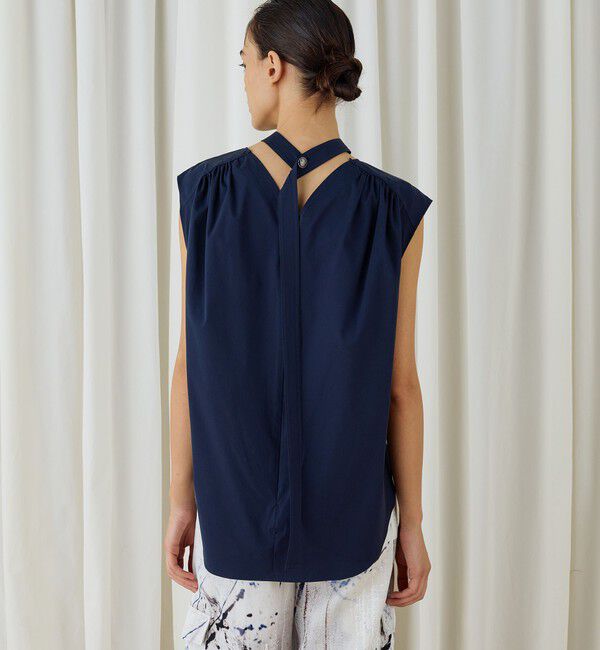 DES PRES「ストレッチポプリン スタンドカラーブラウス」|シャツ・ブラウス|