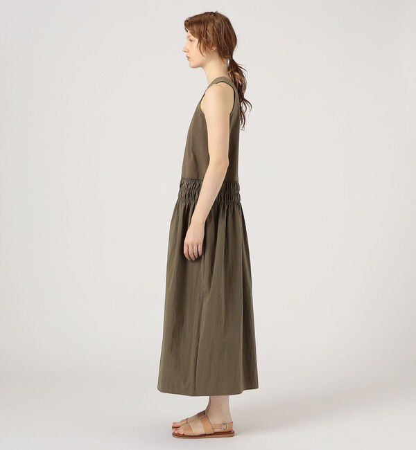 MACPHEE「マテリアルコンビ ギャザーマキシワンピース」|ワンピース|