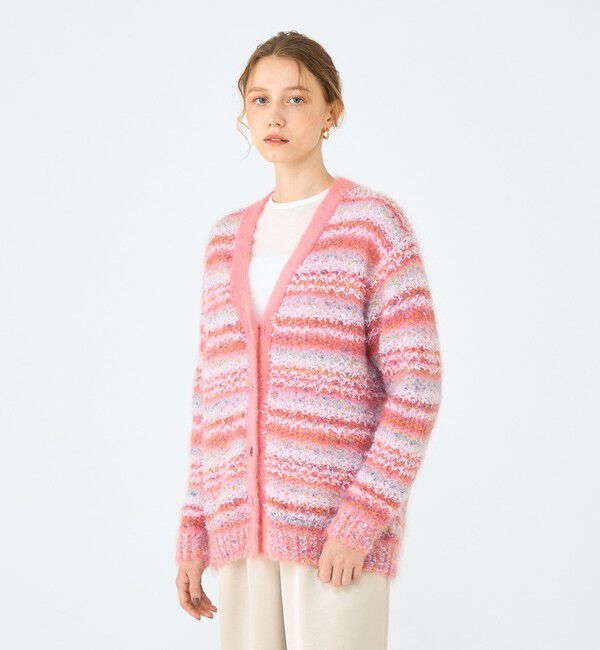 Ballsey「ミックスボーダー Vネックカーディガン」|カーディガン|