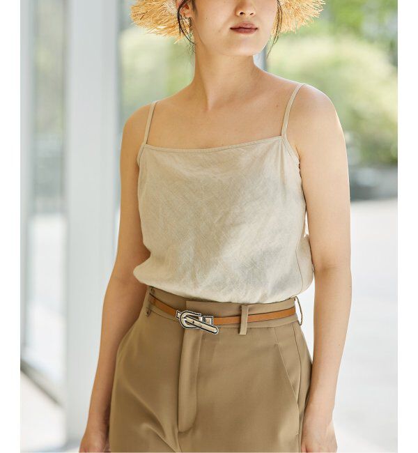 IENA LA BOUCLE「IENA LA BOUCLE リネンブロードバイヤスキャミソール」|キャミソール|ナチュラル