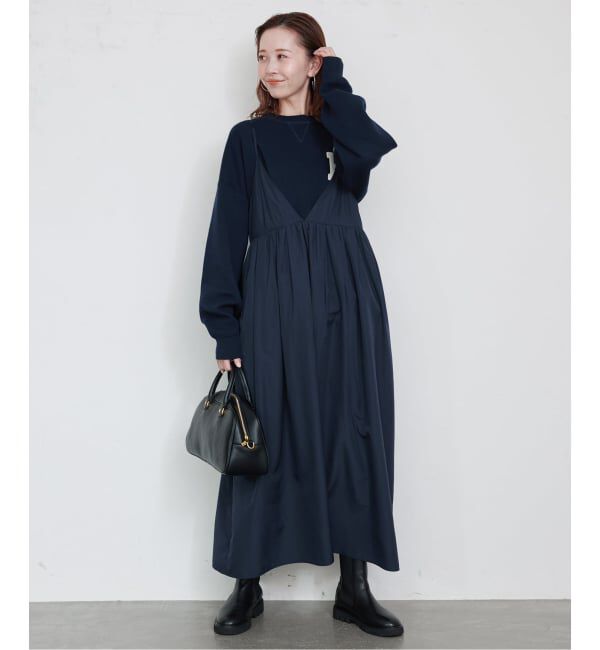 SLOBE IENA「《WEB限定/追加》タフタギャザーキャミワンピース」|ワンピース|