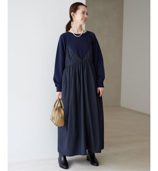 SLOBE IENA「《WEB限定/追加》タフタギャザーキャミワンピース」|ワンピース|
