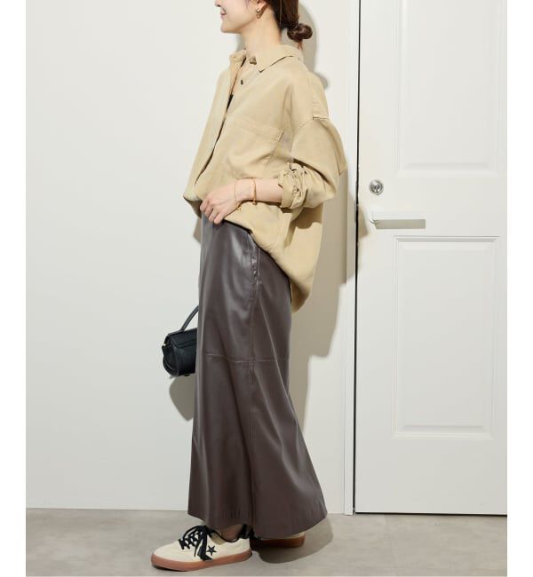 SLOBE IENA「フェイクレザーフレアスカート」|スカート|