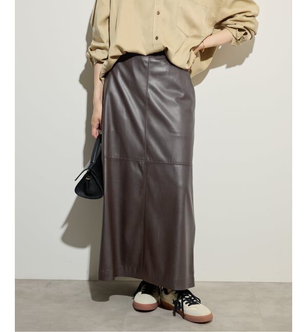 SLOBE IENA「フェイクレザーフレアスカート」|スカート|